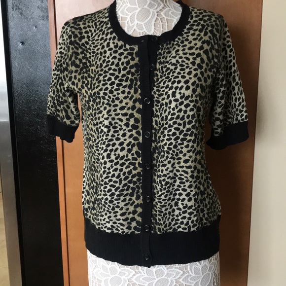 Linea cheetah button down sweater - Picture 1 of 4